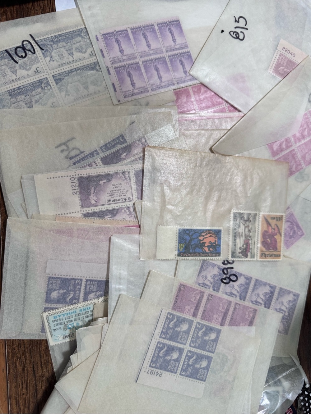 Vintage Assorted Purple and Pink Collectible Stamps - Unbranded